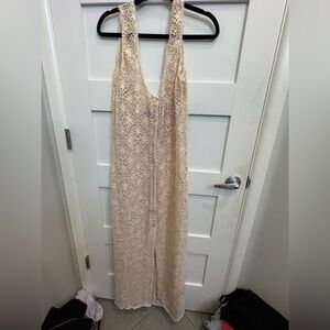 TCEC Cream crochet style Dress with dainty lace trim detail.
